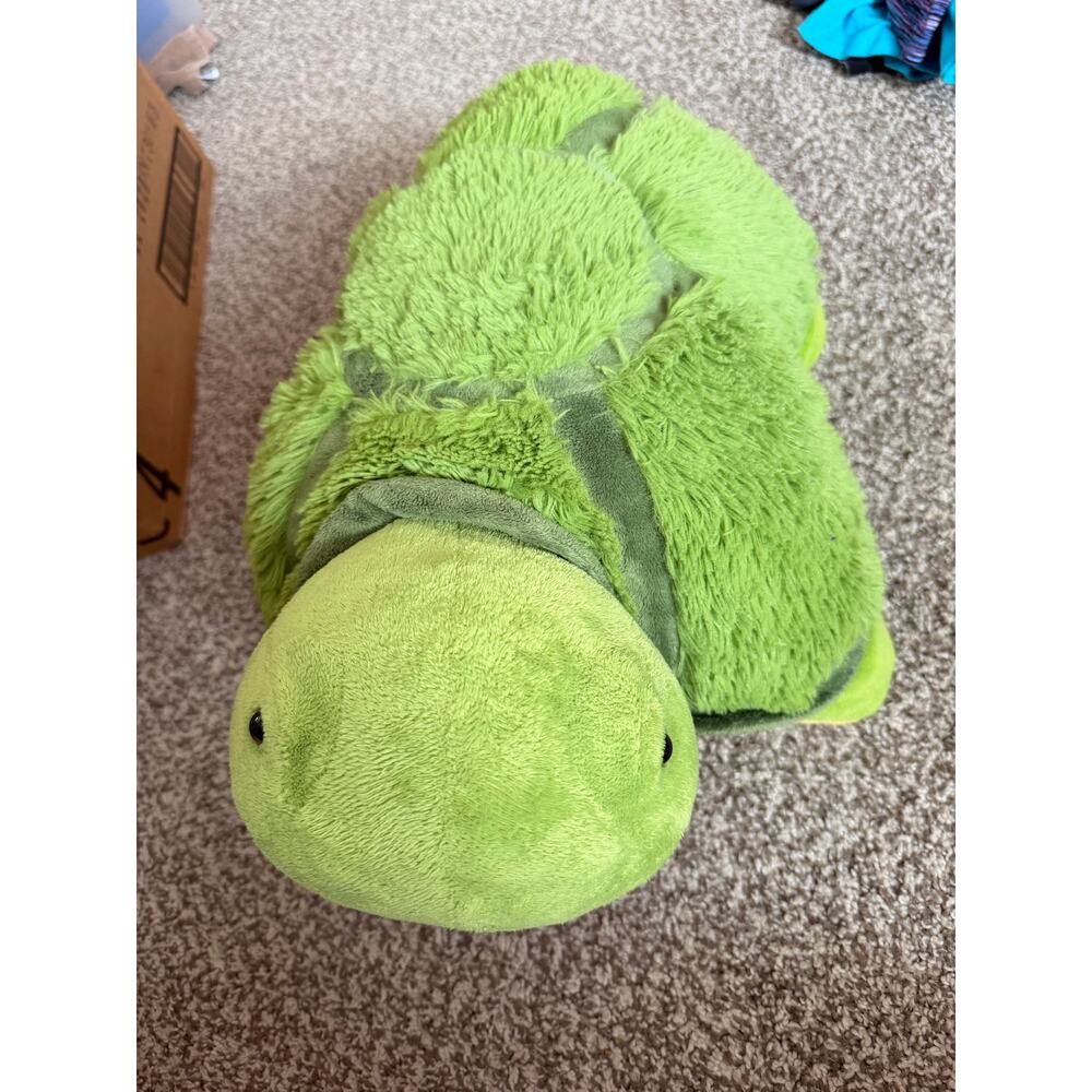 Pillow Pets Tardy Turtle 18" Plush Green Vintage 2010 Folding Travel Pillow Toy